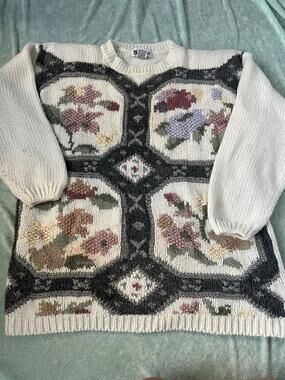 Vintage 1990’s Spice Of Life Sweater Pullover Crewneck Floral Flowers M L READ